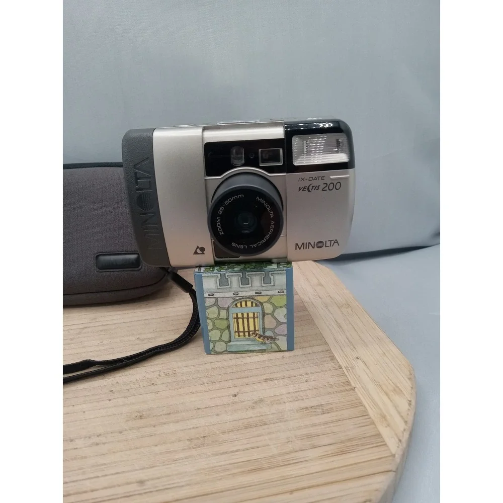 Minolta Vectis 200 IX-Date Silver Point & Shoot APS Film Camera - Tested & Works